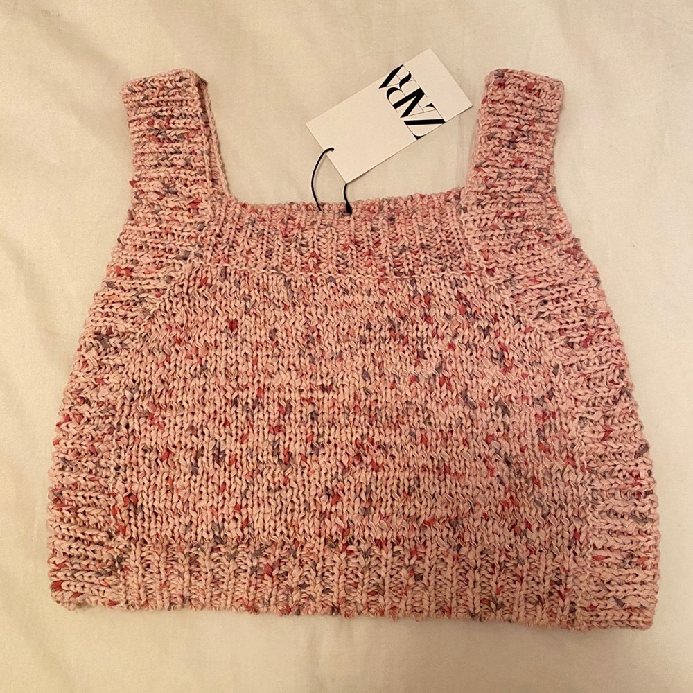 ZARA 💓 2-piece Knit Pink Top & Crop Cardigan
